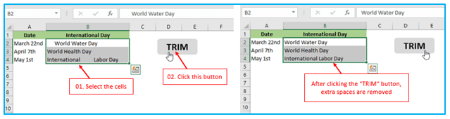 Excel VBA TRIM Function