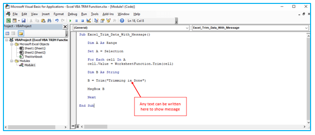 Excel VBA TRIM Function