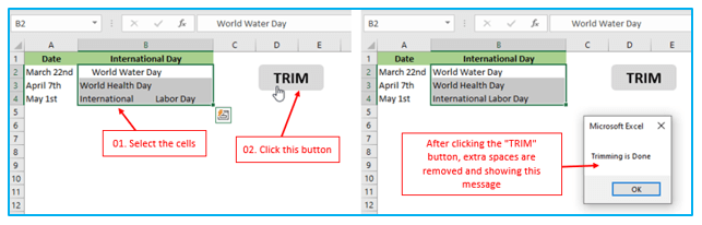 Excel VBA TRIM Function