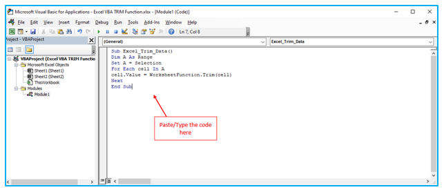 Excel VBA TRIM Function