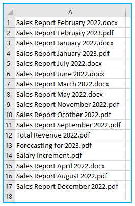 File Names list from a folder