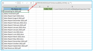 How to find the File Names list from a folder in Excel?