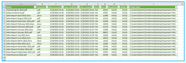 File Names list from a folder