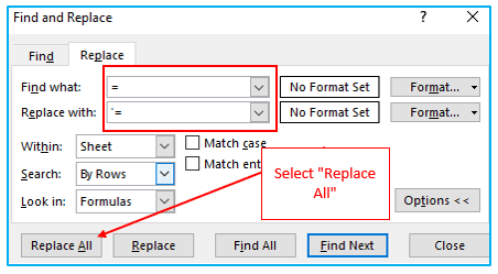 Formulas in Excel Instead of the Values