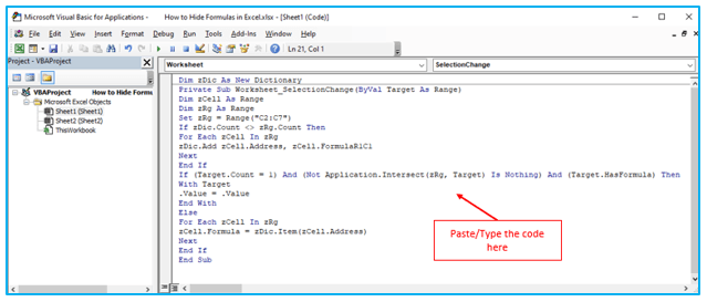 Hide Formulas