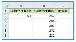 Subtraction in Excel