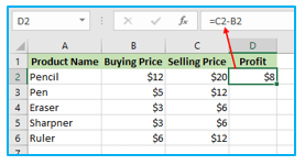 Subtraction in Excel
