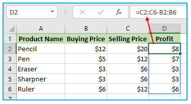 Subtraction in Excel