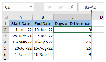 Subtraction in Excel