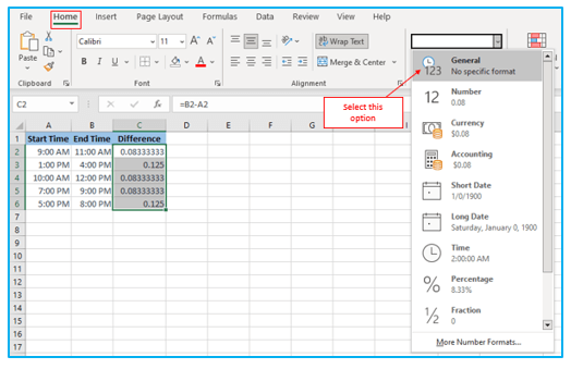 Subtraction in Excel