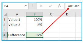 Subtraction in Excel