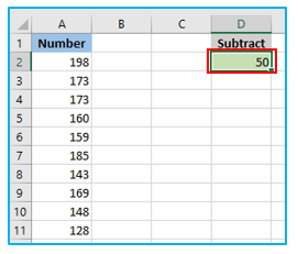 Subtraction in Excel