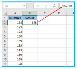 Subtraction in Excel