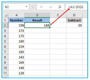 Subtraction in Excel