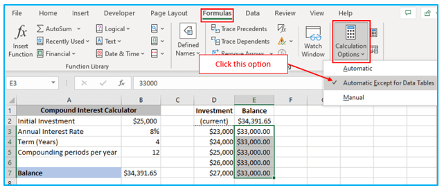 Two-Variable Data Table