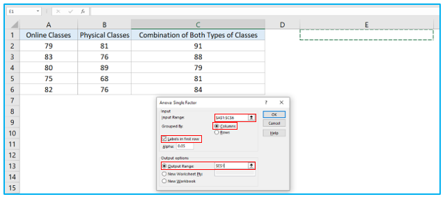 ANOVA in Excel
