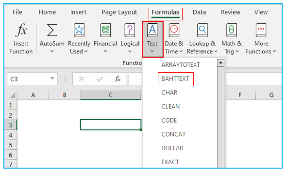 BAHTTEXT Function in Excel