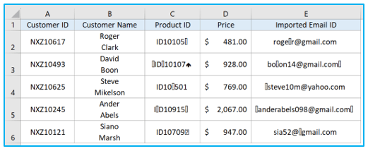 CLEAN Function in Excel