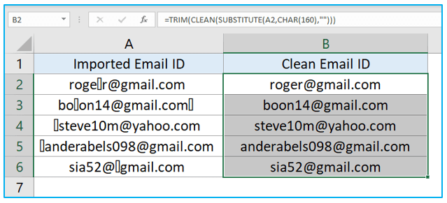 CLEAN Function in Excel