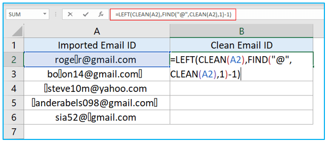 CLEAN Function in Excel