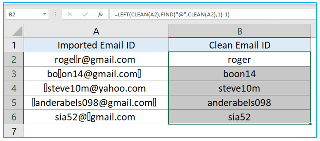 CLEAN Function in Excel