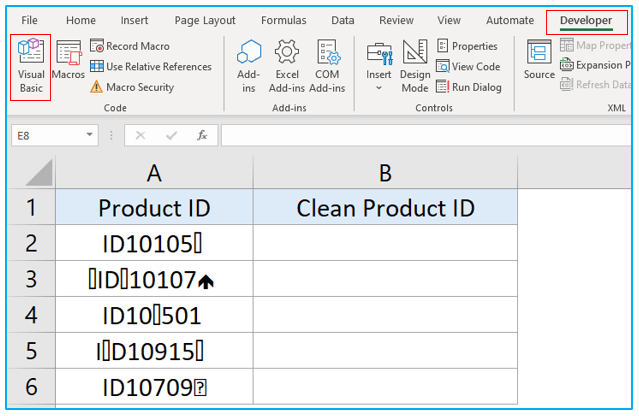 CLEAN Function in Excel