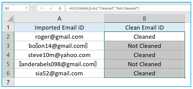 CLEAN Function in Excel