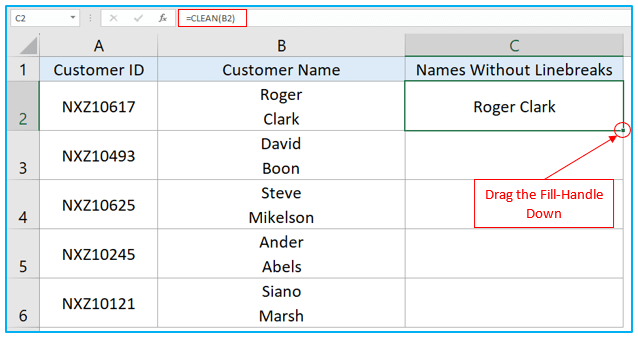 CLEAN Function in Excel