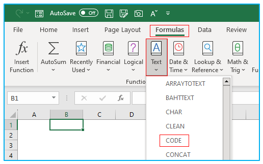 CODE Function in Excel