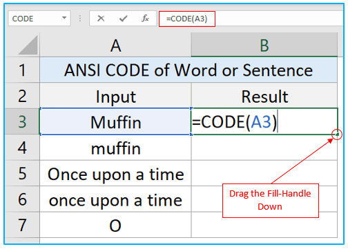 CODE Function in Excel