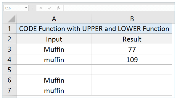 CODE Function in Excel