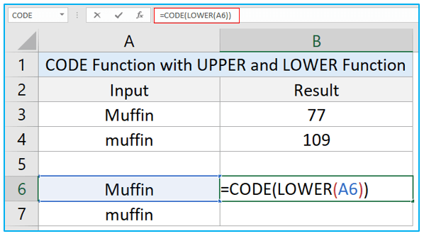 CODE Function in Excel