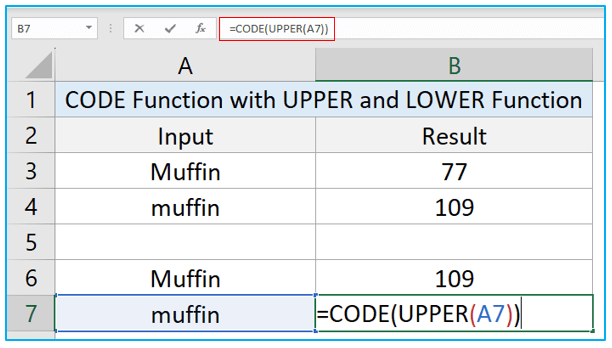 CODE Function in Excel