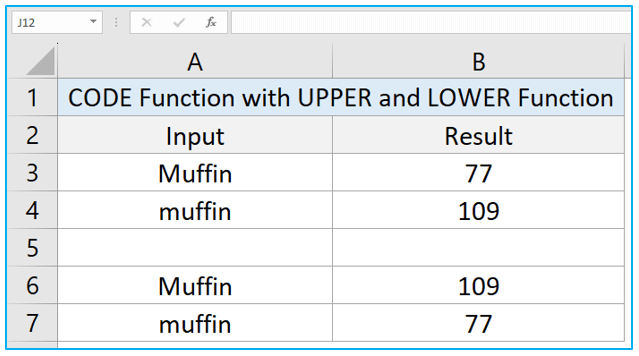 CODE Function in Excel