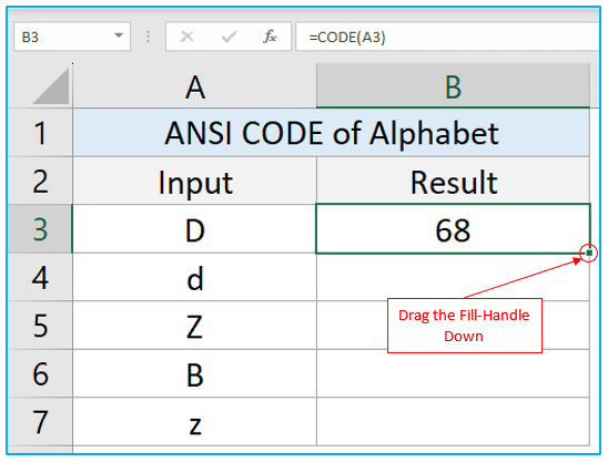 CODE Function in Excel