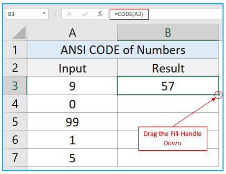 CODE Function in Excel