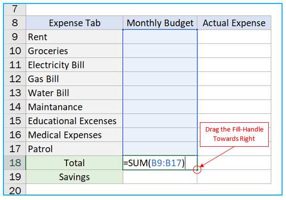 Budget in Excel