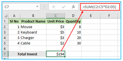 Multiplication in excel