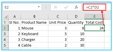 Multiplication in excel