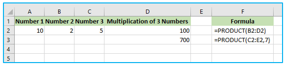 Multiplication in excel