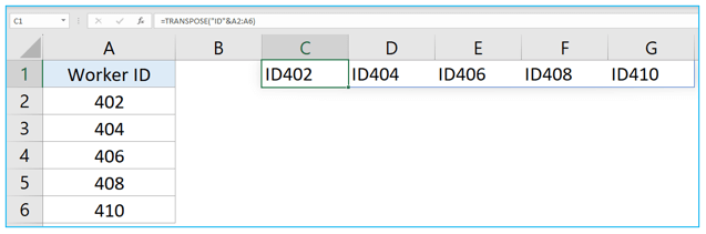 Transpose in Excel