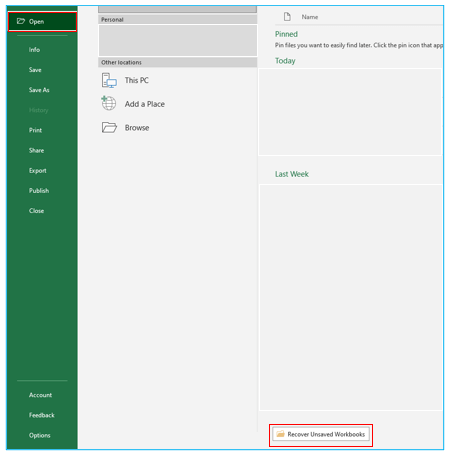 Turn on AutoSave in Excel