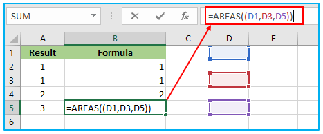 AREAS Function in Excel