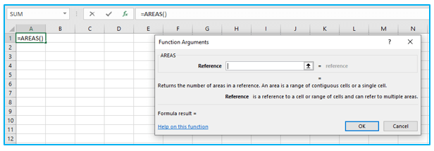 AREAS Function in Excel