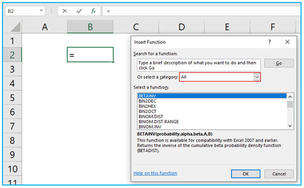 BETAINV Function in Excel