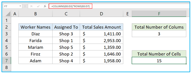 COLUMN and COLUMNS functions