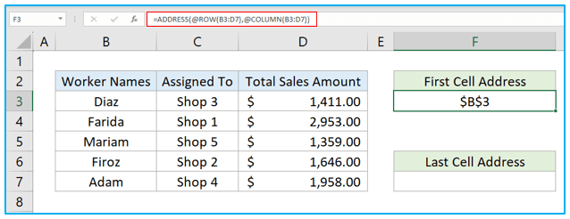 COLUMN and COLUMNS functions