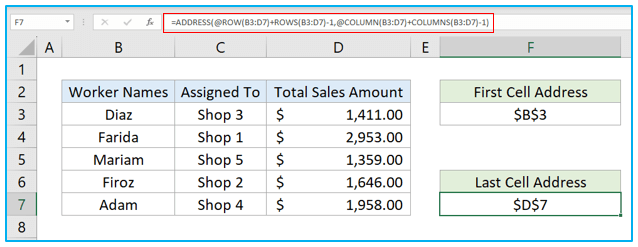 COLUMN and COLUMNS functions