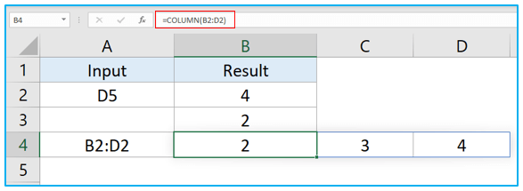 COLUMN and COLUMNS functions