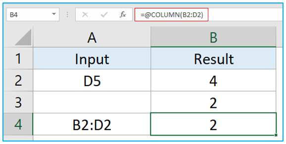 COLUMN and COLUMNS functions